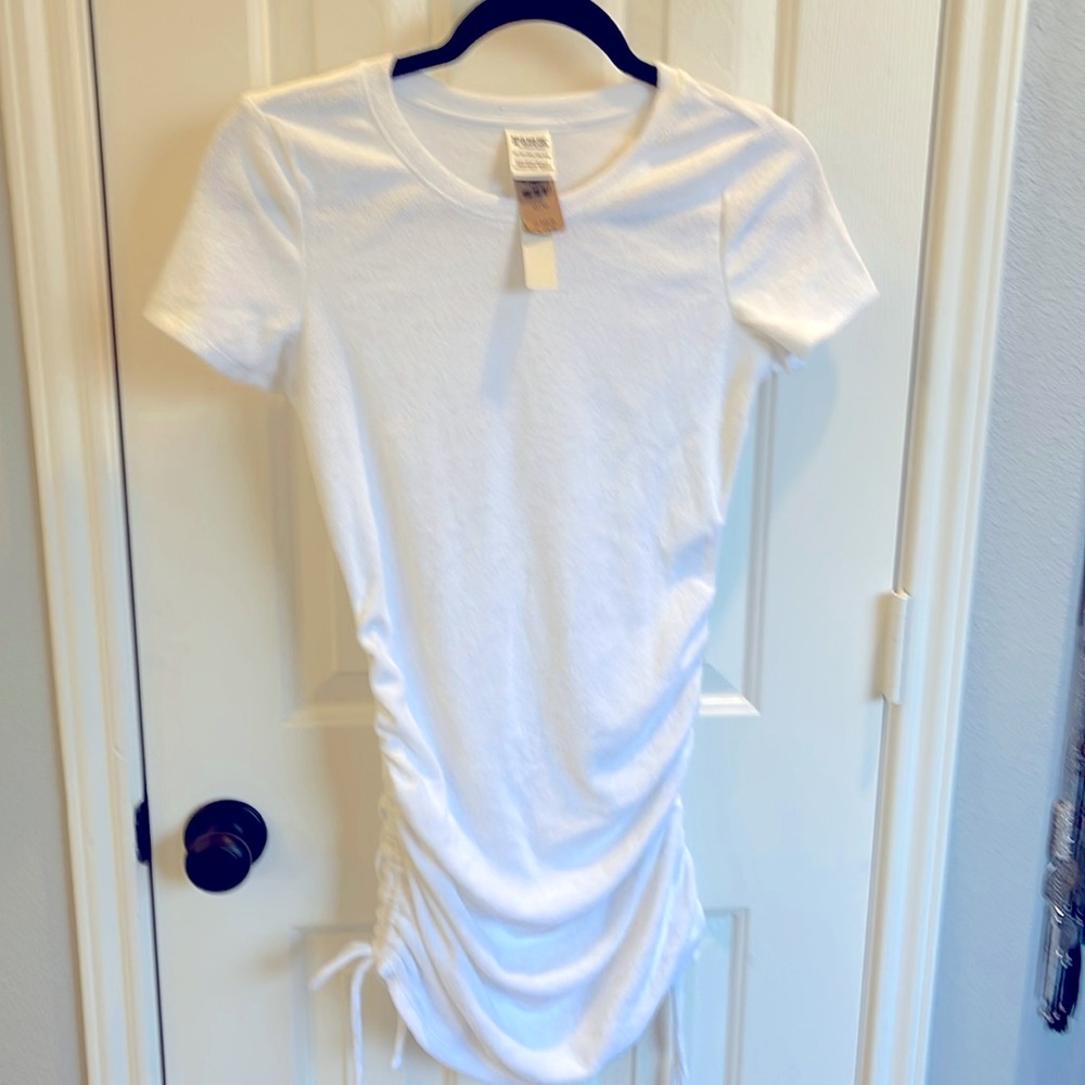 NWT Pink by Victoria Secret white synched side dress/cover up
